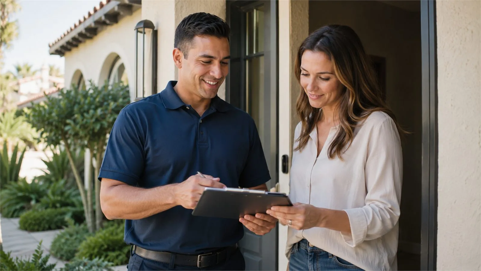 A licensed pest control technician servicing the exterior of a Southern California home — understanding what actually drives the cost of professional pest control.